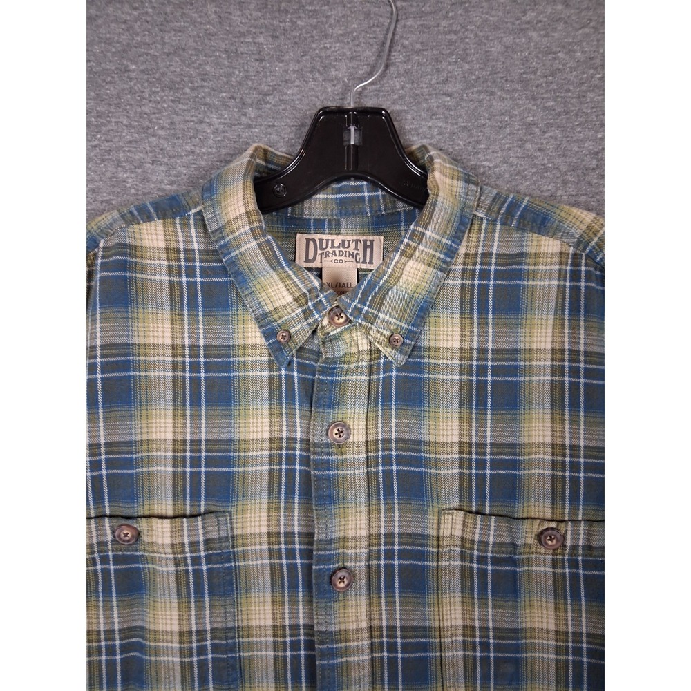 Duluth‎ Mens Shirt XL Tall Blue Flannel Button Down Outdoor Gorp Camping Casual